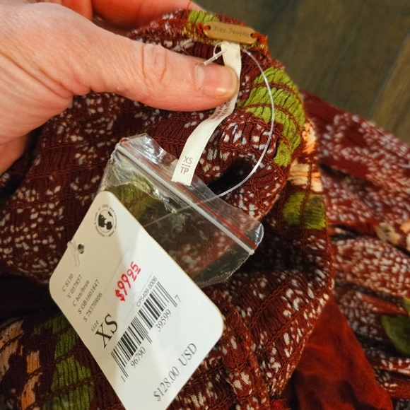 NWT Free People Floral Burgundy Dress - Size XS - Picture 16 of 16